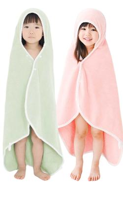 Rinaty Bathrobe for Babies and Kids [Formaldehyde-Tested, Perfect for Solo Bathtime] Hooded Bath Towel, Bath Poncho, Swaddle (Pink & Mist Green)