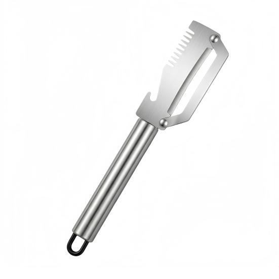 

Stainless Steel Vegetable Peeler Multi-Function Fruit Potato Peeler for Pineapple Pumpkin Sugarcane Ergonomic Bottle Opener Rust-Proof Essential Tool B