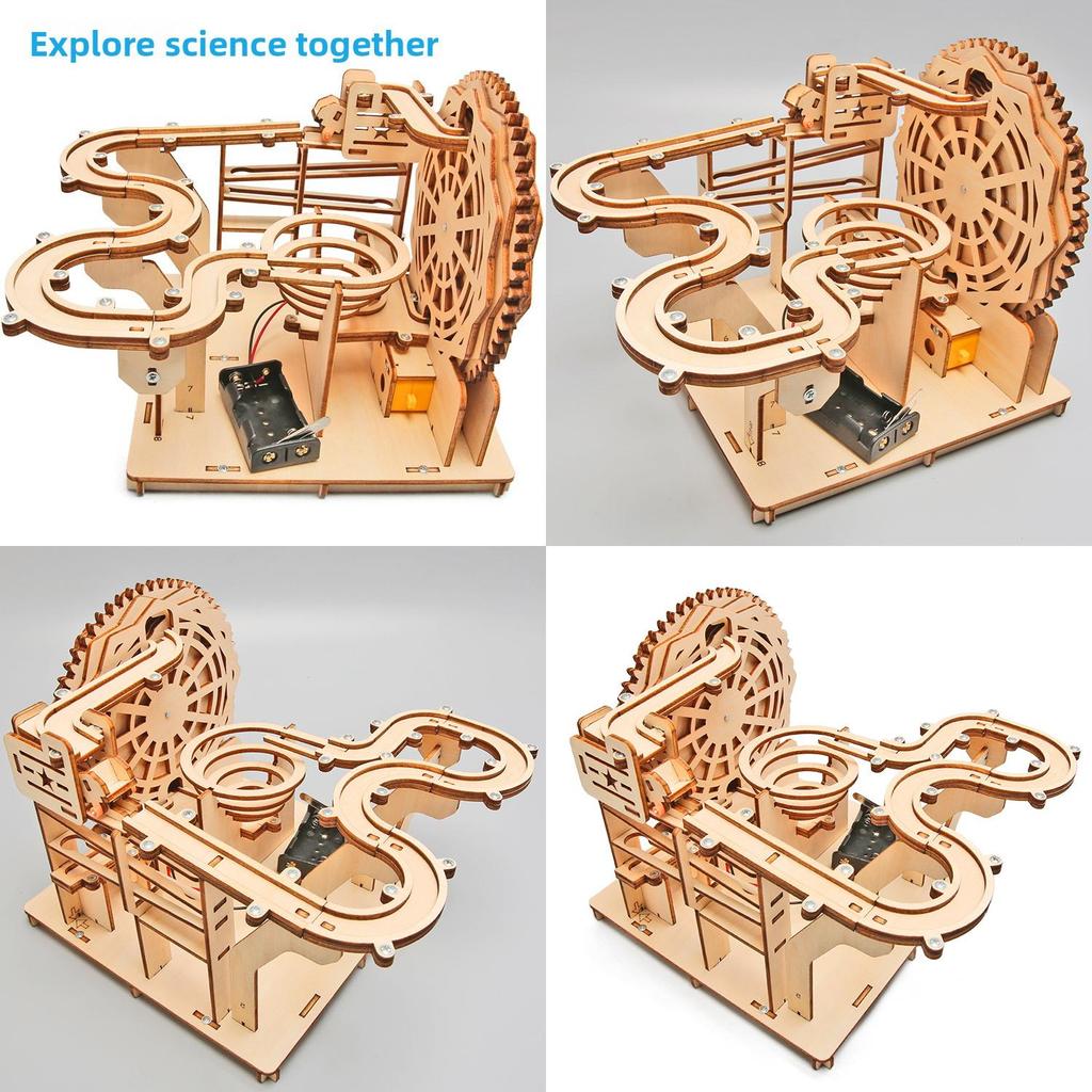 Technologie Kleiner Bau Holz Elektrische Schiene Murmelspielzeug Für Kinder Pädagogisches Spiel