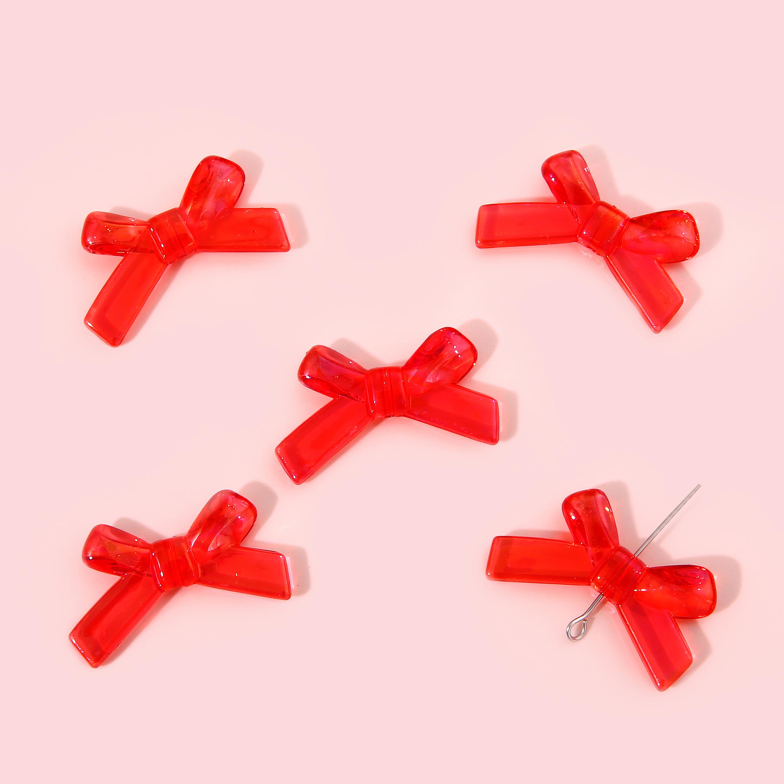 

4 шт. 34*20 мм акриловые волшебные цвета бантик аксессуары для изготовления ювелирных изделий DIY очаровательное украшение 34*20mm 4pcs красный