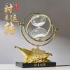 Chinese Style Resin Ship Hourglass Decorative Figurine Home Office Living Room Gift
