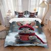3pcs Anime Bunny Winter Wonderland Bedding Set - Includes One Quilt Cover and Two Pillowcases (No Core) - Festive Gift for Bedroom Decor - P