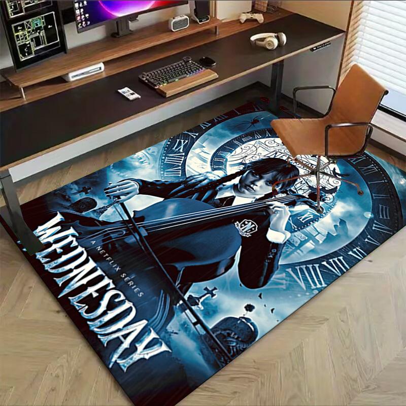 1pc Wednesday Addams Family Carpet for Playroom Bedroom Living Room Sofa Home Decor,kids Game Area Rug Non-slip Floor Mat Y82668