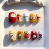 Cute Hand-Painted Press-On Nails Short Square Cat Eye Design Sweet Ins Style Nail Art Women