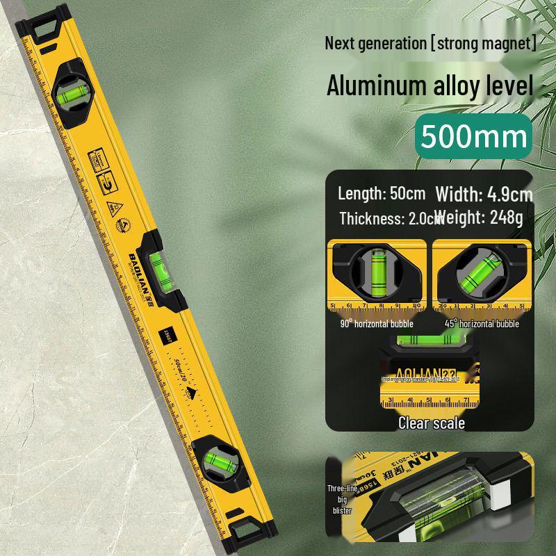 High Precision Magnetic Aluminum Bubble Level - Drop-Proof Household Tool