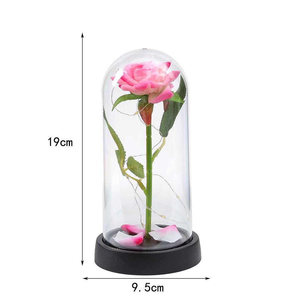Artificial Flowers LED Red Rose Creative Valentine's Day Mother's Day Gift Rose Light Foil Flower In Cover with Stand Light