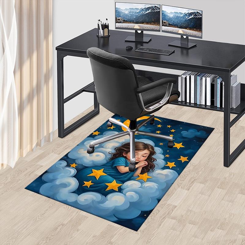 

1pc Anime Cartoon Design Office Chair Mat - Moon and Stars Decorative Rug for Home Office, Festival Gift, Seasonal Universal Carpet.H023 60cm by 90cm