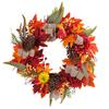 Artificial Fall Wreath 18 Inch Autumn Front Door Wreath with Sunflower Pumpkin Berries Pine Cones for Wall Window Thanksgiving Harvest Decor