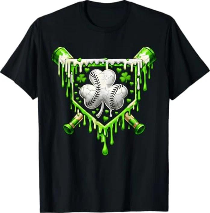 St Patricks Day Baseball Ice Cream Drip Tshirt S