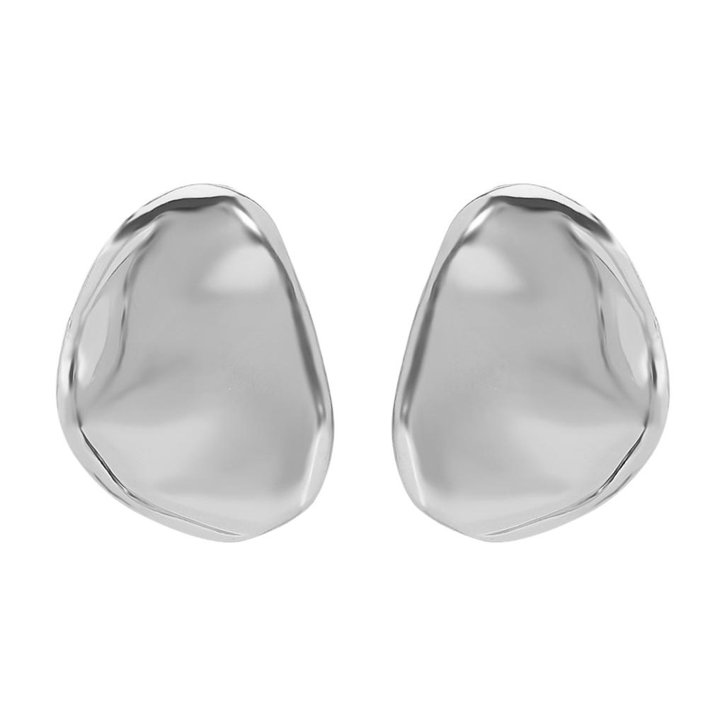 Irregular Texture Geometric Oval Stud Earrings, Temperament Minimalist Niche Alloy Versatile Daily Earrings