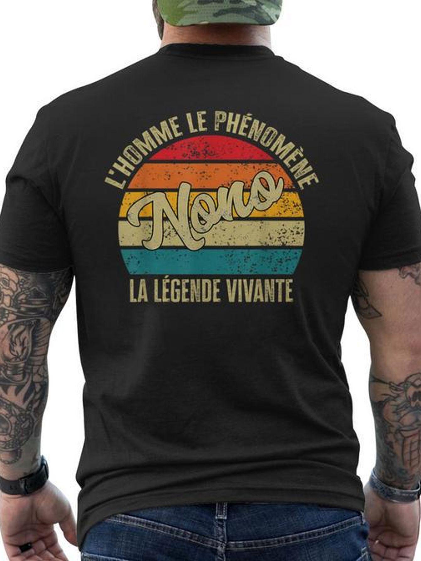 Nono Men S Fun Tee - Back Design Tee - Black Crew Neck - Comfortable And Breathable S