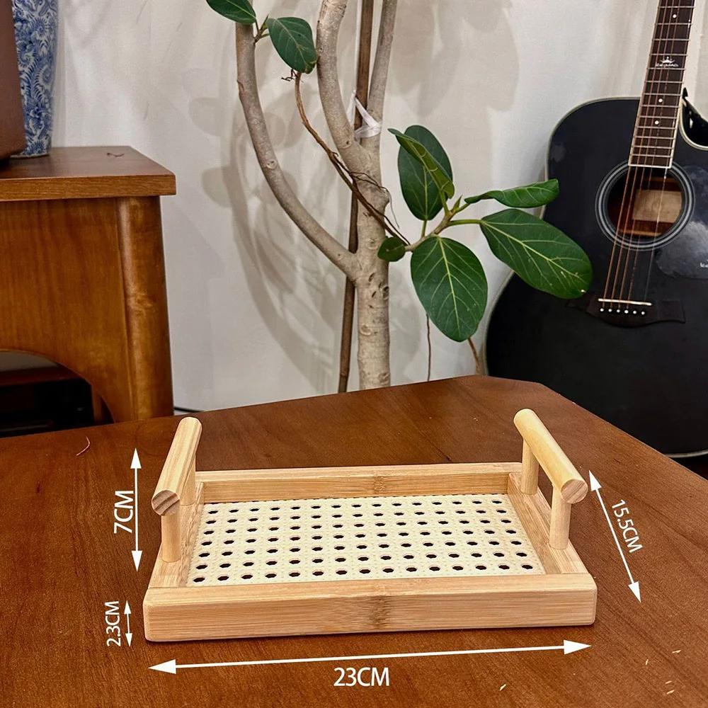 

Bamboo hand-held tray, home restaurant tea set tray, hotel rectangular tray, simple fruit tray, storage decoration tray
