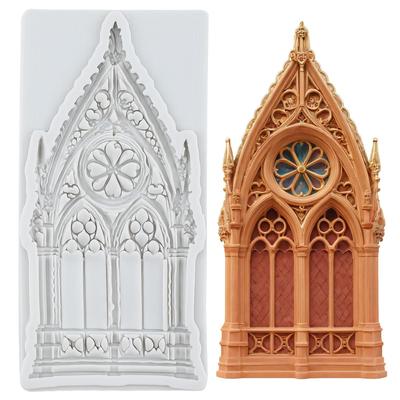 Retro Gothic Window Silicone Mold Window Fondant Molds Cake Decorating Tools Cupcake Topper Candy Sugar Craft Gum Paste Polymer Clay