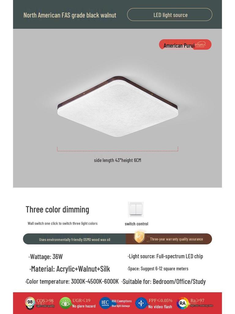 Retro Walnut Zen Ceiling Light with Song Dynasty Silk Aesthetics