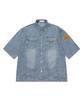 MUCENT Nerve Back Lettering Rolled-Up Denim Short Sleeve Shirt Unisex (2 Colors)