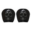 Skull Car Headrest Cover Pair, Black Polyester Slip On Headrest Sleeves with Elastic Opening for Daily Driving and Matched Front Seat Style