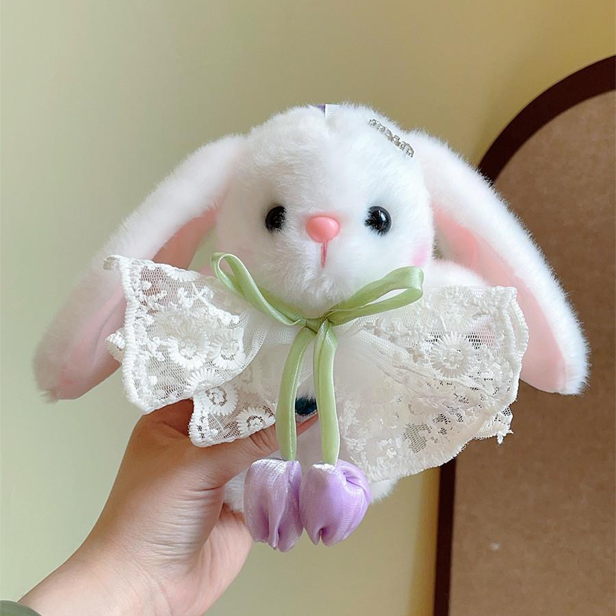 Plush Bunny Keychain With Lace Hoodie For Girls And Kids Gift