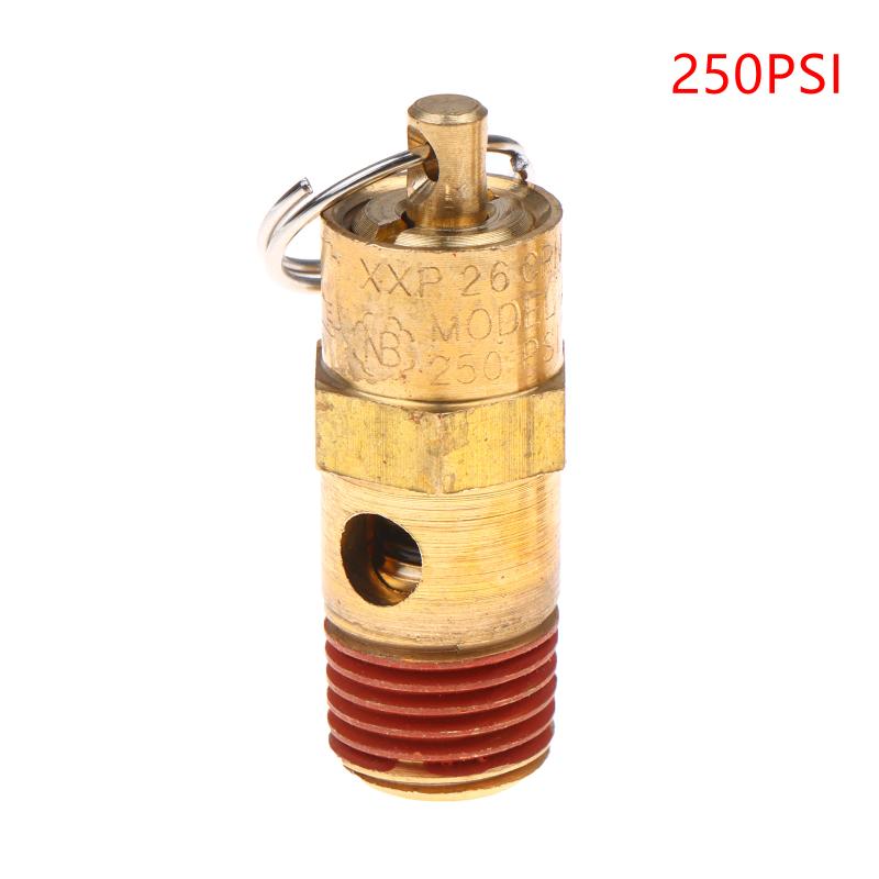 Soupape de sécurité de surpression pour compresseur d'air mâle 1/4'' NPT Raccord d'entrée fileté Soupape de pression 125Psi-270Psi Soupape de sécurité