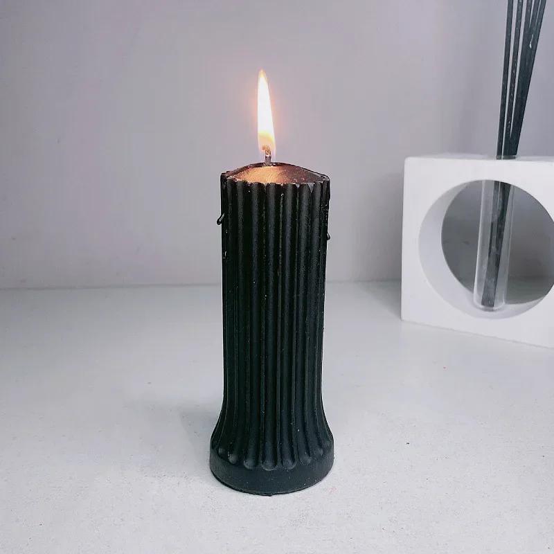 Red Black pink Handmade Soybean Low Temperature Candle 48℃ Drop Scented Candle Roman Pillar Candle Flower Scented Candle Stick чёрный