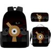 Rhythm Box Three-Piece Children'S Picnic Bag Cartoon Animation Pencil Bag Large Capacity Wear-Resistant Anti-Splash Schoolbag