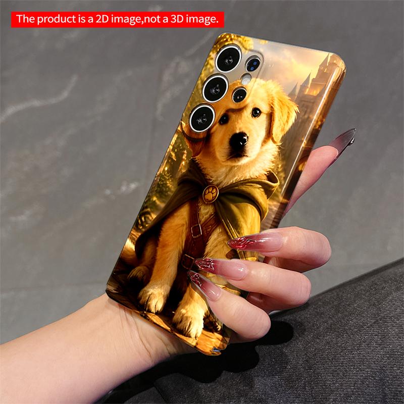 2DFlat Samsung phone case Golden Puppy in Green Cape by Castle Path Applicable to Galaxy S23 S24 S25ULTRA S26 A12 A14 A15 A16 A54 A55