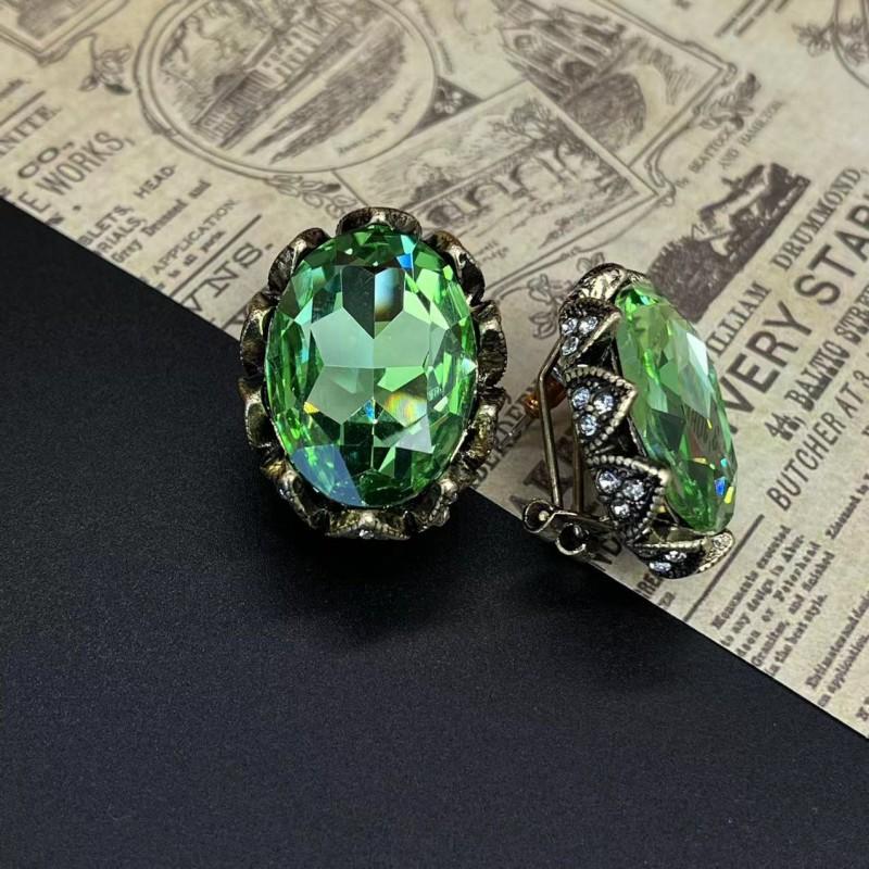 Vintage Rhinestone Crystal Glass Earrings Art Studded Jewelry