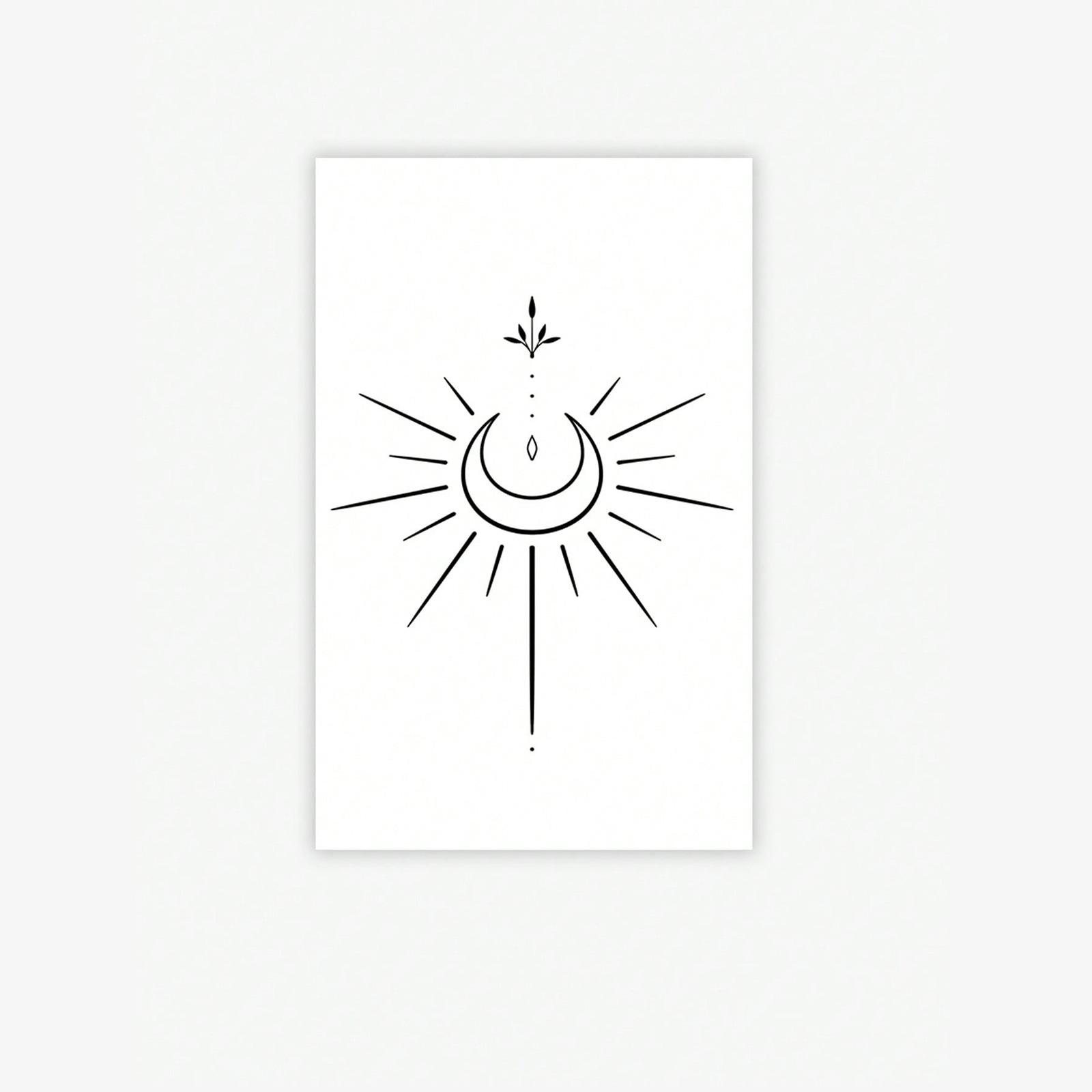 

Atmospheric Sun Moon Back Waist Tattoo Sticker, High-End Waterproof And Long-Lasting Waist Belly Flower Arm Sticker 12*19