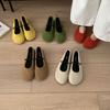 Retro Round Head Mary Jane Flat-soled Single Shoes Women's 2025 Spring and Autumn New Fashionable Simple Shallow Mouth One-word Single Shoes