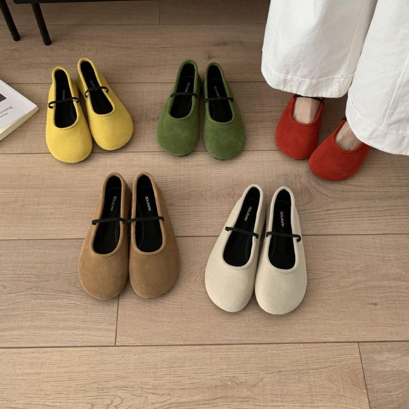 Retro Round Head Mary Jane Flat-soled Single Shoes Women's 2025 Spring and Autumn New Fashionable Simple Shallow Mouth One-word Single Shoes