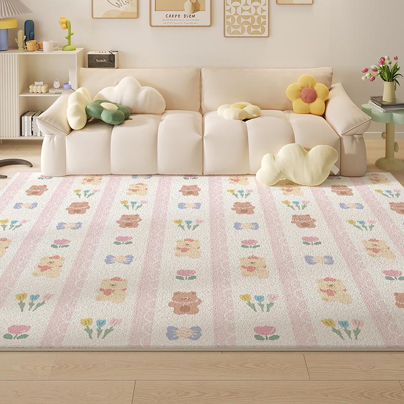 Rimmed Carpet Living Room Cartoon Girl Sofa Bedroom Care-Free Cozy Non-Slip Waterproof Bedside Rugs Home Decoration