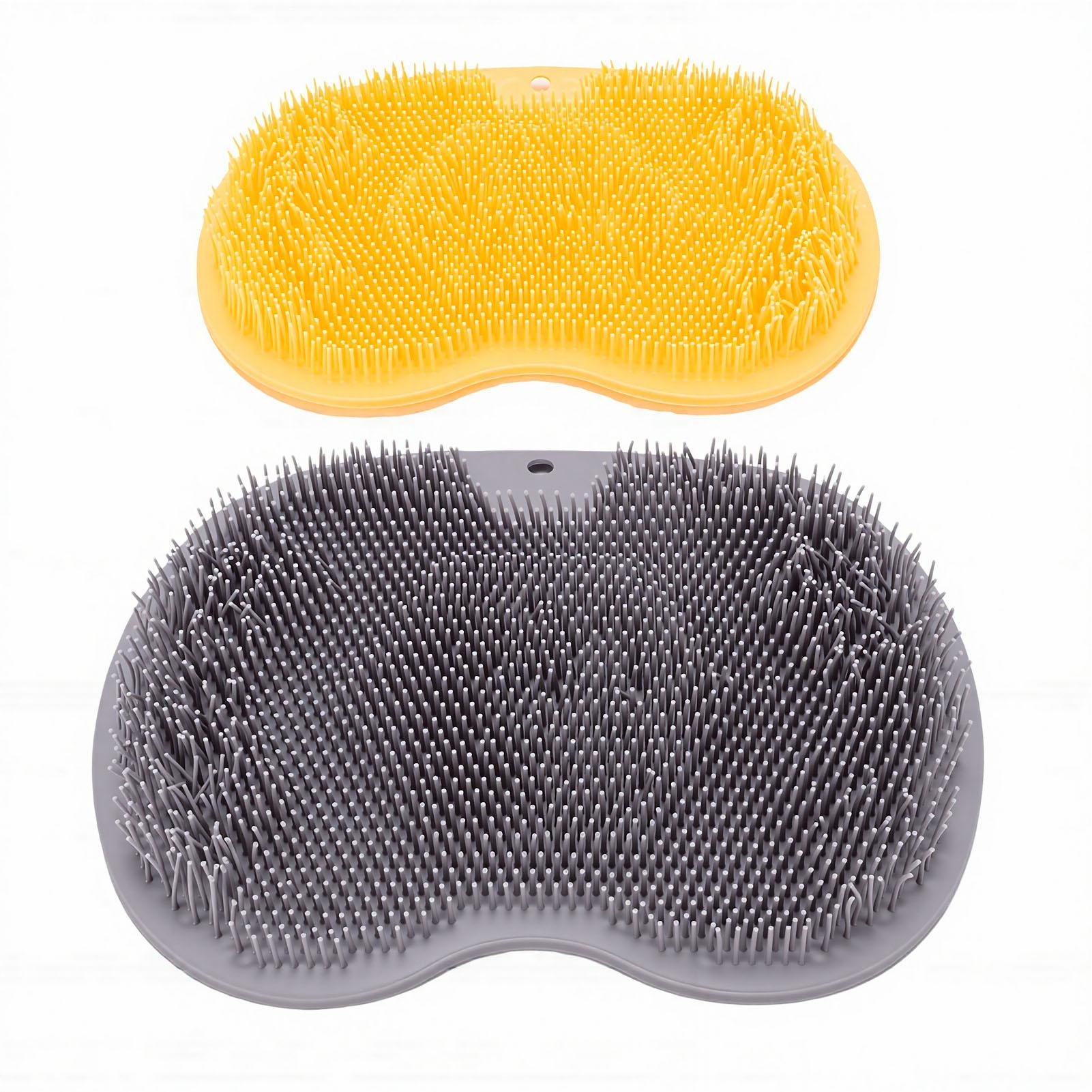 2pcs Foot Scrubber Mat Suction Cups Soft Skin Friendly Non Slip Foot Scrubber for Bath Shower Dark Gray Orange