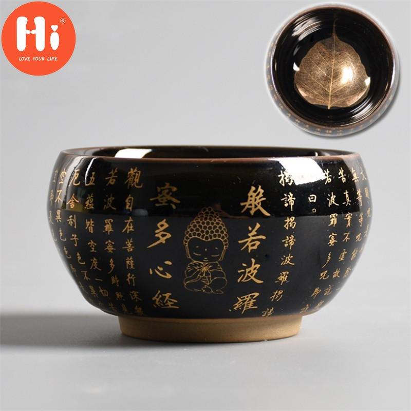 Hi Keramické srdce Sutra šálek na čaj Porcelain Leaf Master šálek na čaj Zen Buddha Kancelářský hrnek na vodu Domácí dekorace Nádobí na pití