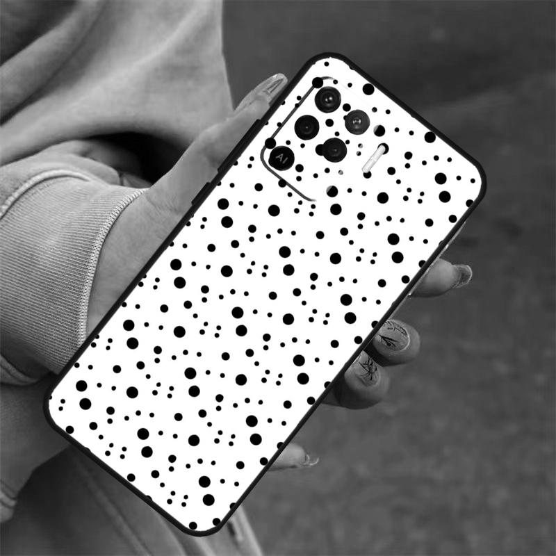 Black And White Polka Dot For OPPO A53S A57S A54 A74 A94 A17 A77 A58 A78 A98 A5 A9 A96 A76 A16 A52 A72 A79 A15 Case