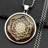 "Yoga Flower of Life Sacred Geometry Stainless Steel Glass Pendant Necklace for Women Men Gold Color Aesthetic Chain Jewelry "