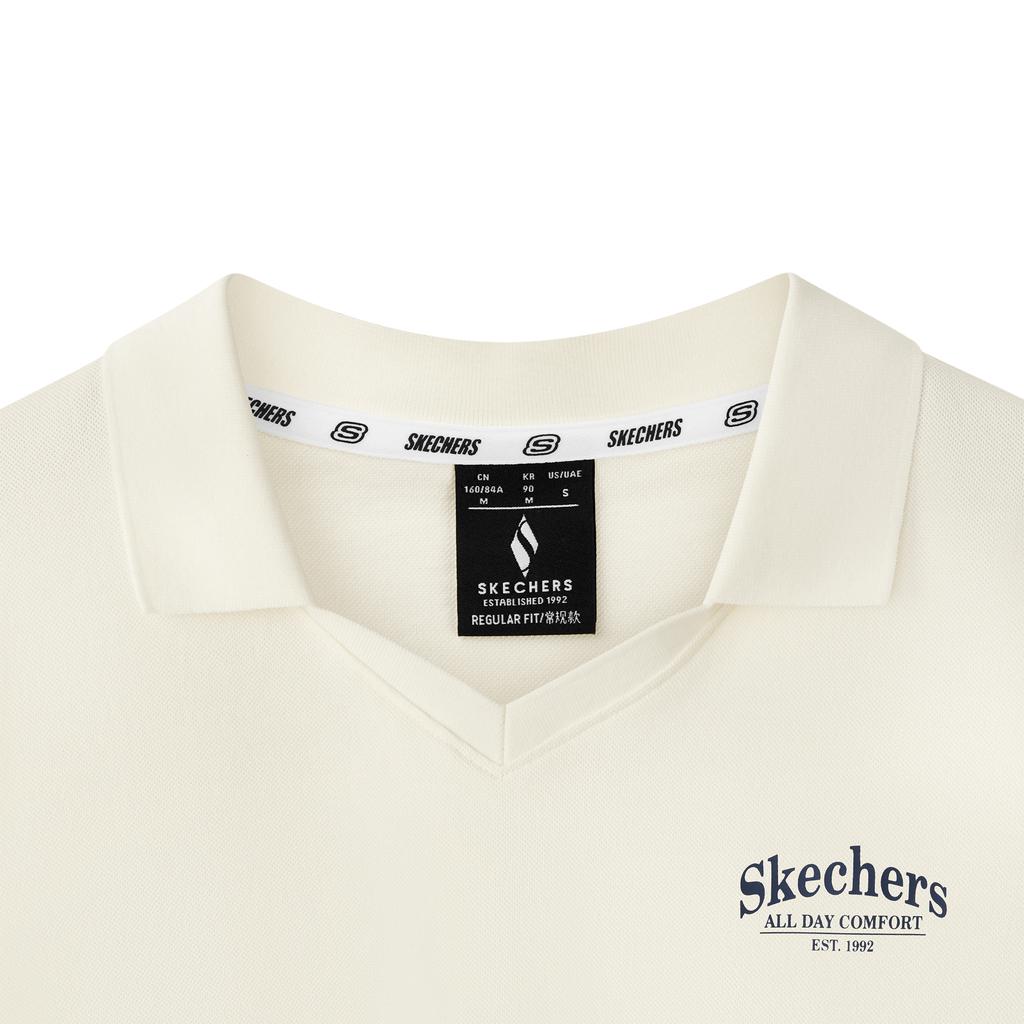 Skechers Solid Color V-Neck Short Sleeve Polo Shirt Women Tops L226W141-0074