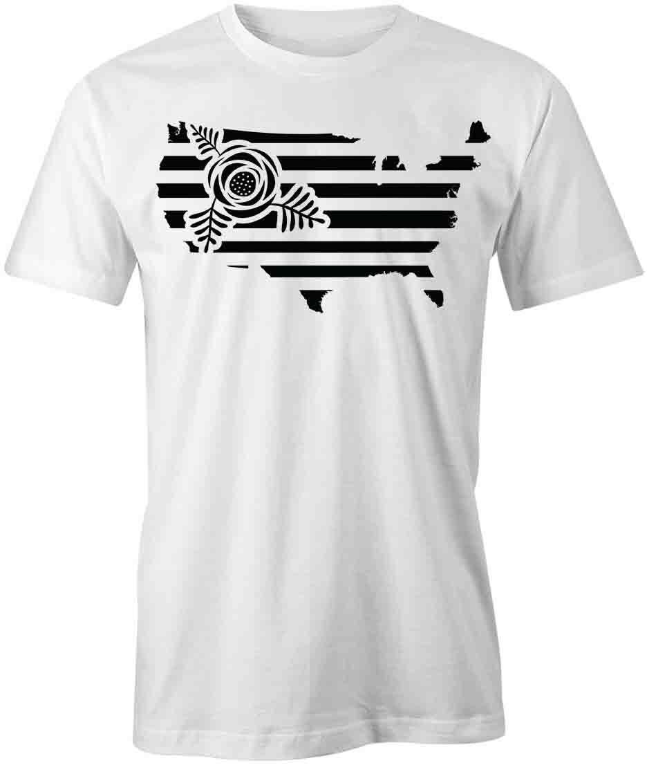 AMERICA FLAG FLOWER TShirt Tee Short-Sleeved Cotton CLOTHING S1WSA274 XXXXL