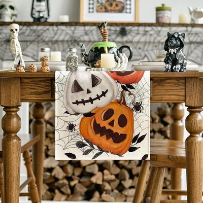 33*120cm Halloween Kürbis Spinnennetz Fledermaus Tischdecke Herbst Küchentisch Dekoration Weihnachten Heimparty Geisterhaus Deko