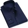Striped Plaid Checked Men's Business Casual Shirts Regular Fit Long Sleeve White Blue Cotton Social Work Dress Shirts KOACUS