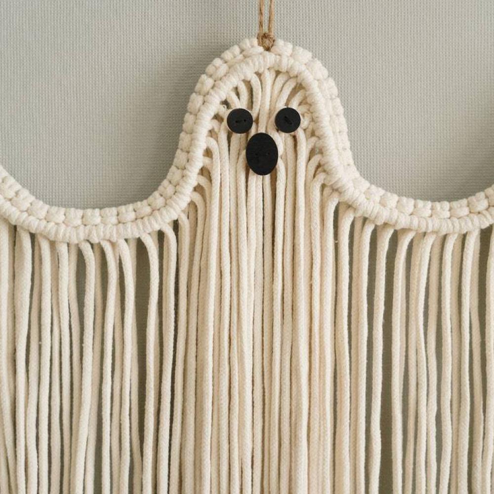 Cotton Halloween Decoration Hanging Ornaments Hand-woven White Ghost Wall Hanging Holiday Scene Arrangement Theme Party Supplies