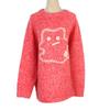 Color Block Cartoon Embroidered Knit Sweater - Women's Autumn/Winter Crew Neck Pullover with Long Sleeves