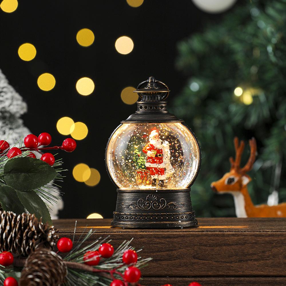 Retro Weihnachtslaterne: Weihnachtsmann Leuchtende Wasserflaschenlampe mit Musik Ornamenten