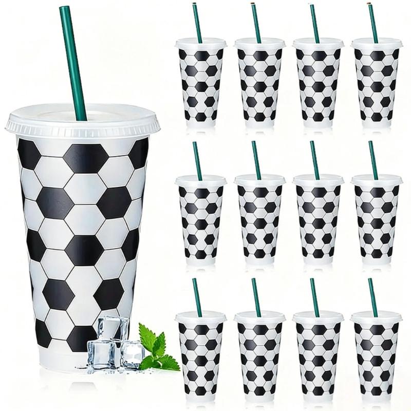 10PCS Sports Theme Drinking Cups Dishwasher Safe Football Printed Drinkware Suitable for Hot and Cold Beverages
