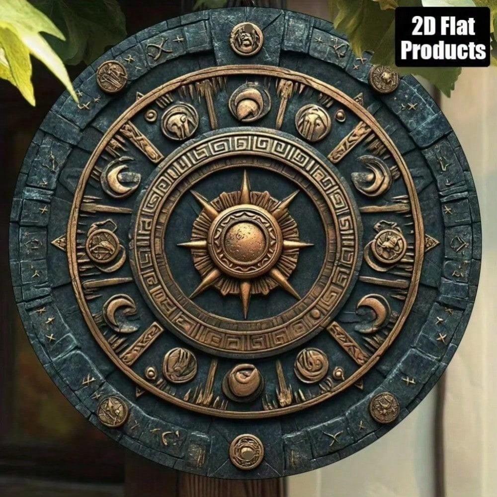 Elegant Sun Moon Metal Wall Art 8x8 Inch Round Shield Decor For Home Office Living Room Gift
