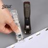 Reusable Binder Clips Paper Clip Stapler Portable Dispenser No Hole Punching Pusher with 50 Refillable Transparent Metal Office School Supplies Home