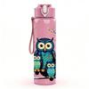 1PC Owl Tree Branch Floral Cartoon Print 750ml Color Plastic Sports Water Bottle Leakproof Flip Straw Lid Suitable for Sports Office Home Use