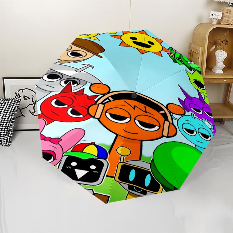Sprunki Theme Automatic Umbrella, Lightweight & Portable, 8 Rib, Perfect for Outdoor Travel, Birthdays, Christmas, Gifts.