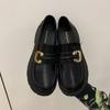 Real Soft Leather Loafers Women's 2025 Spring and Autumn New Muffin Sole Thick Heel Single Shoes British Style Versatile Soft Sole Small Leather Shoes