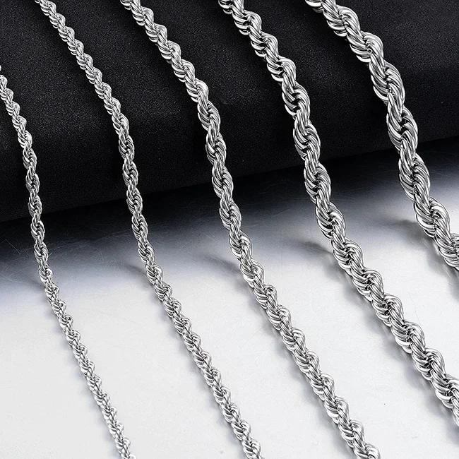 High Quality 2/3/4/5MM Classic Twisted Rope Chain Stainless Steel Necklace No Fade Fashion Jewelry Accessories For Men Women