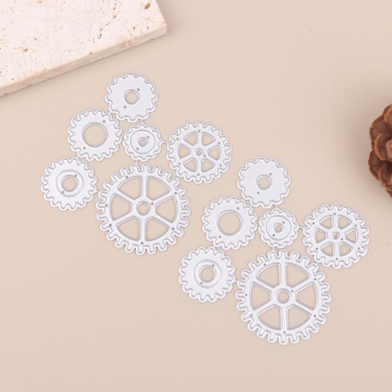 2Pcs Steampunk Gear Metal Cutting Dies For Scrapbooking Diy Clipart Photo Decoration Papercraft Cutter Die Mold Metal Stencil