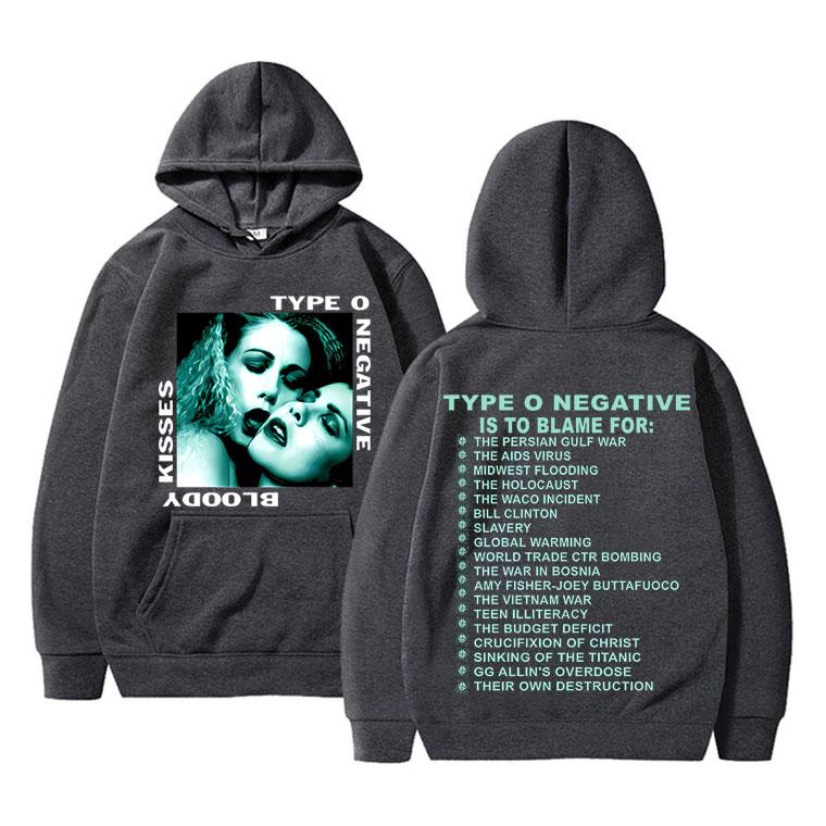 Rock Type O Negative 1993 Bloody Kisses Touring Hoodie Men Women Vintage Gothic Metal Sweatshirt Men's Cotton Popular Hoodies